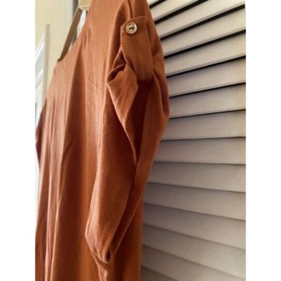 Per Seption Concept-Solid Tab Sleeve Blouse Orange - Picture 7 of 9